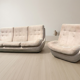 Atlantis seating set space age upholstered sofa & lounge chair by Jitona, 1970s Czechoslovakia