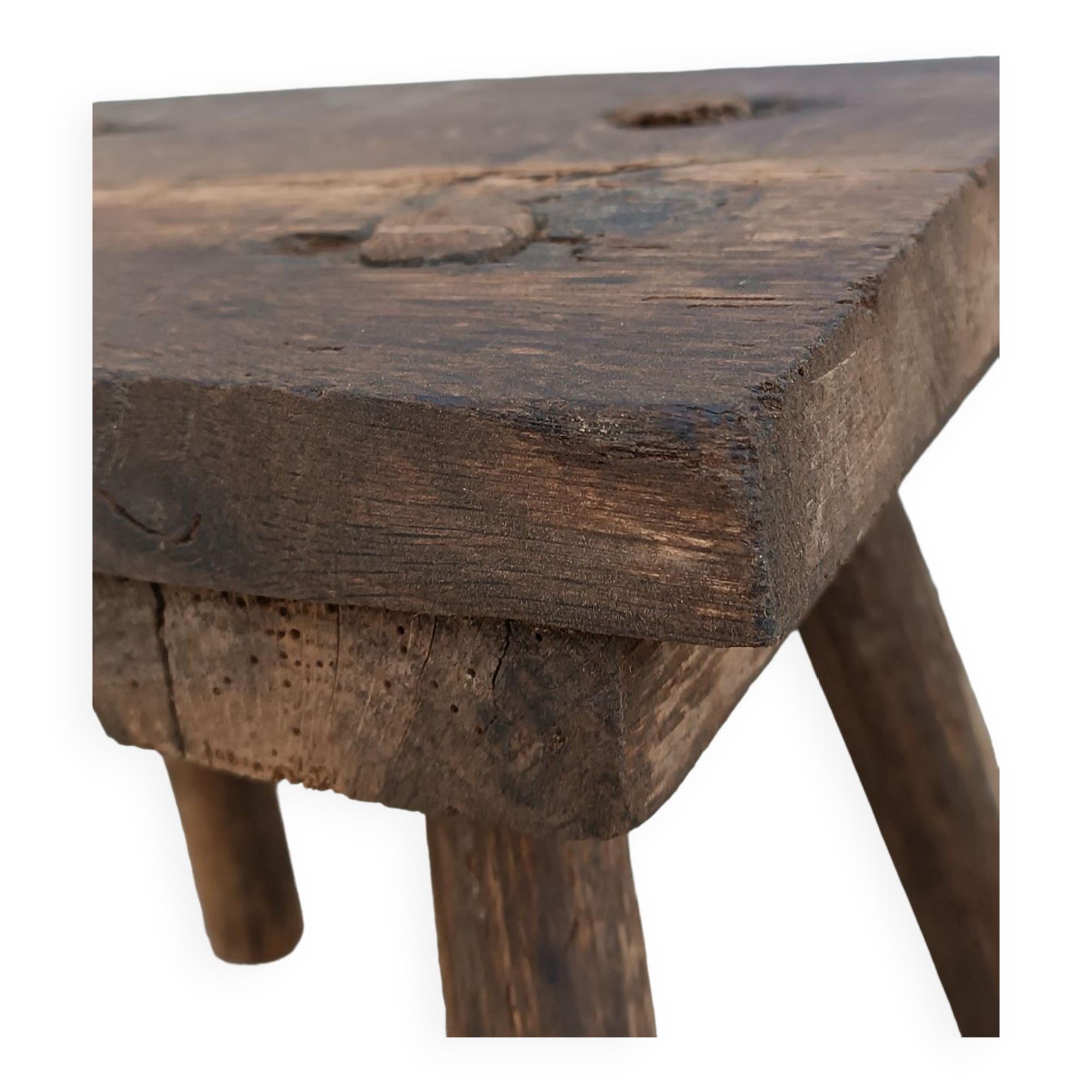 Solid oak milking stool