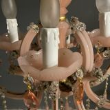 Vintage Italian Pink Opaline Murano Glass Chandelier