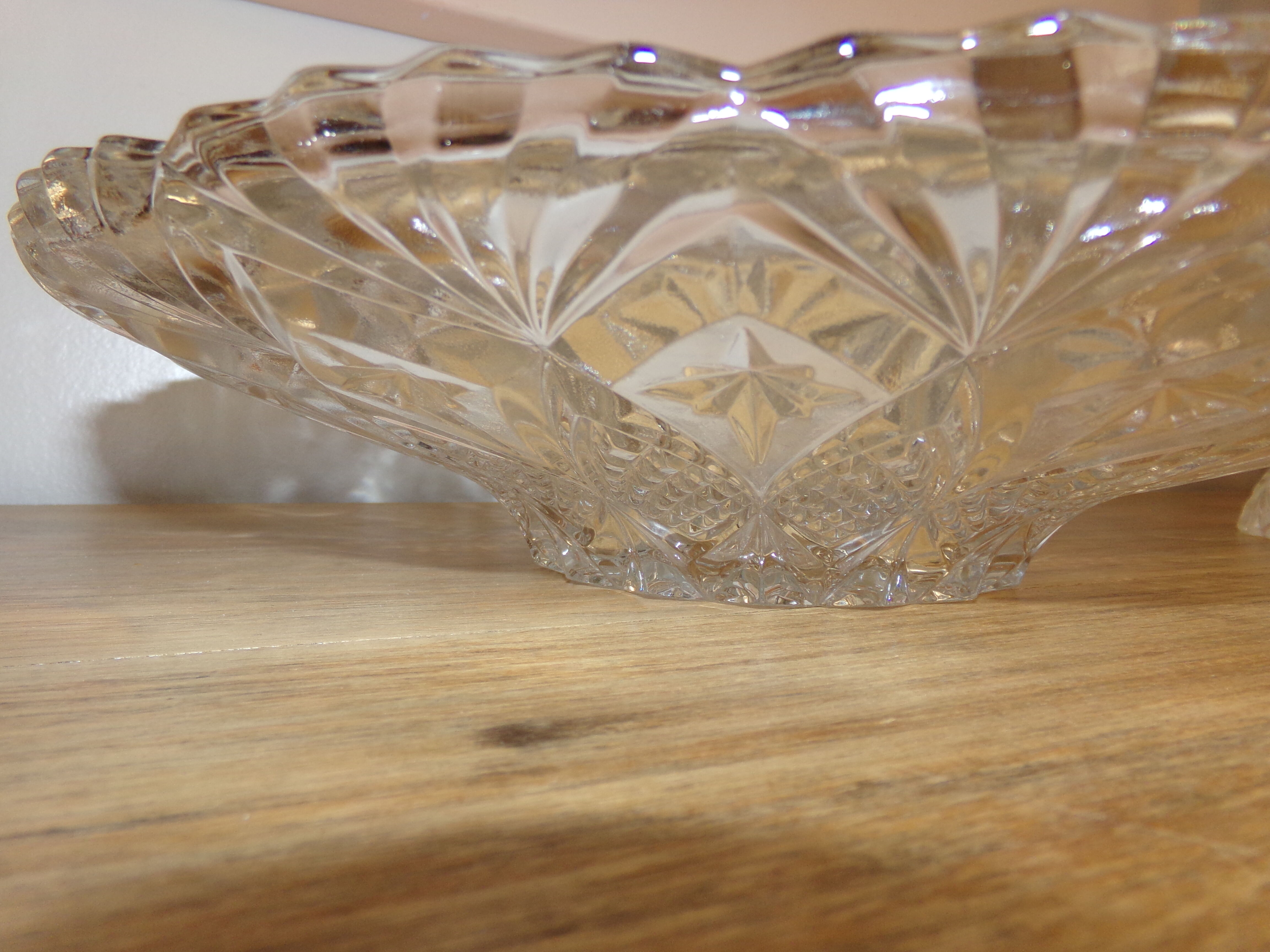 Cut glass dish and fruit cup