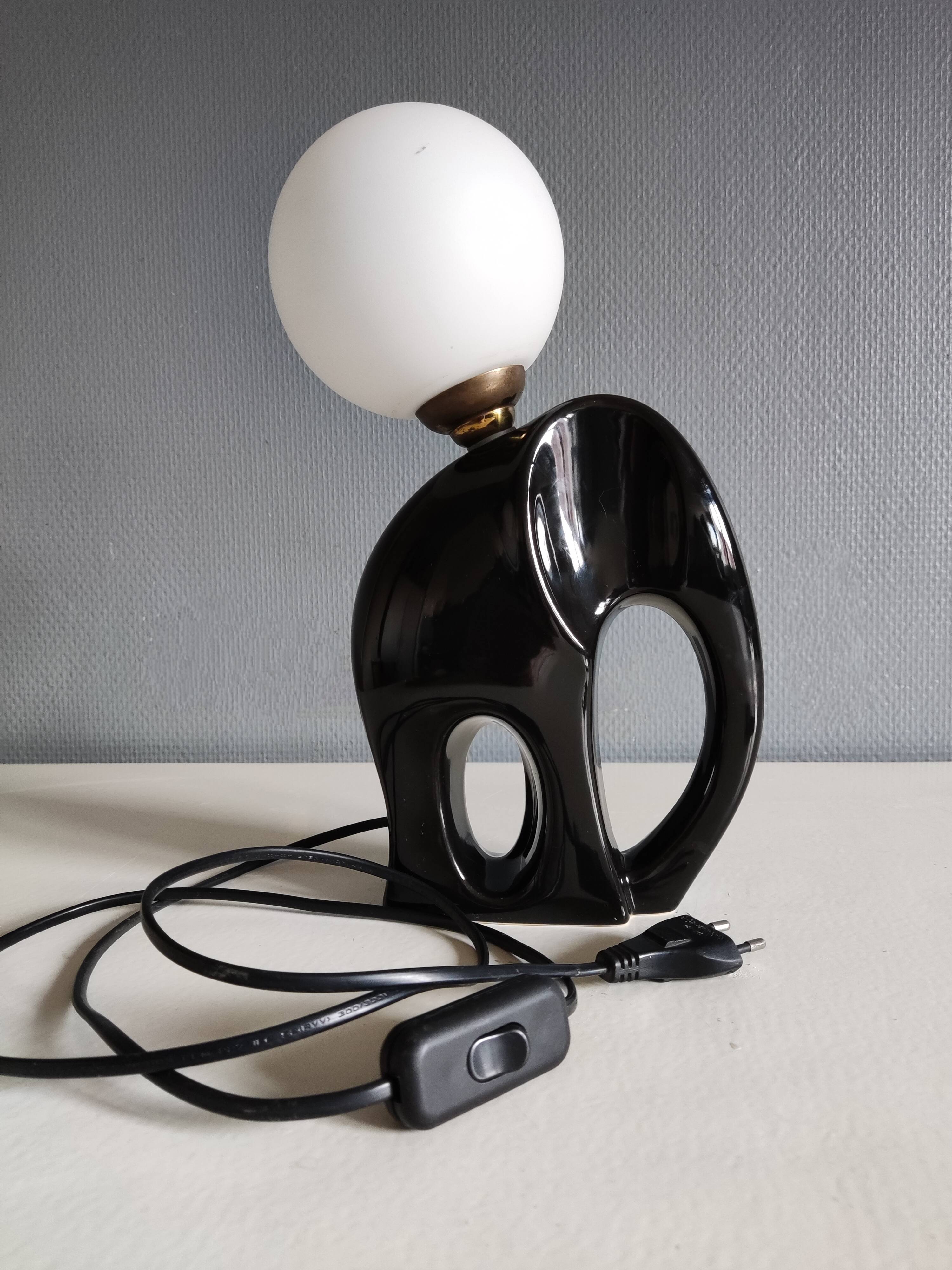Ceramic lamp with opal globe