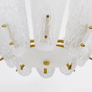 J. T. Kalmar Mid-Century Brass Suspension, Textured White Glass, 1950s