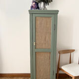 Small green cupboard celadon and jute