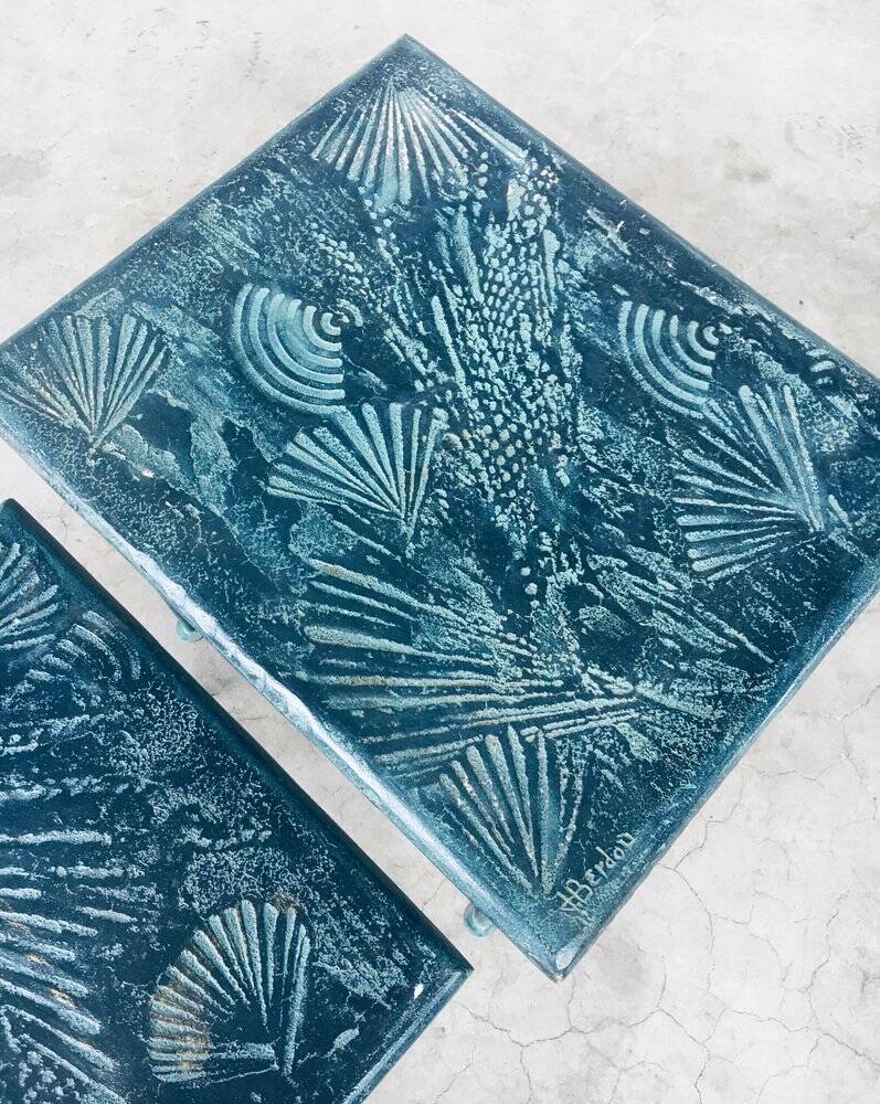 Postmodern Handmade Nesting Table Set by J. Berdou, France, 1980s, Set of 2