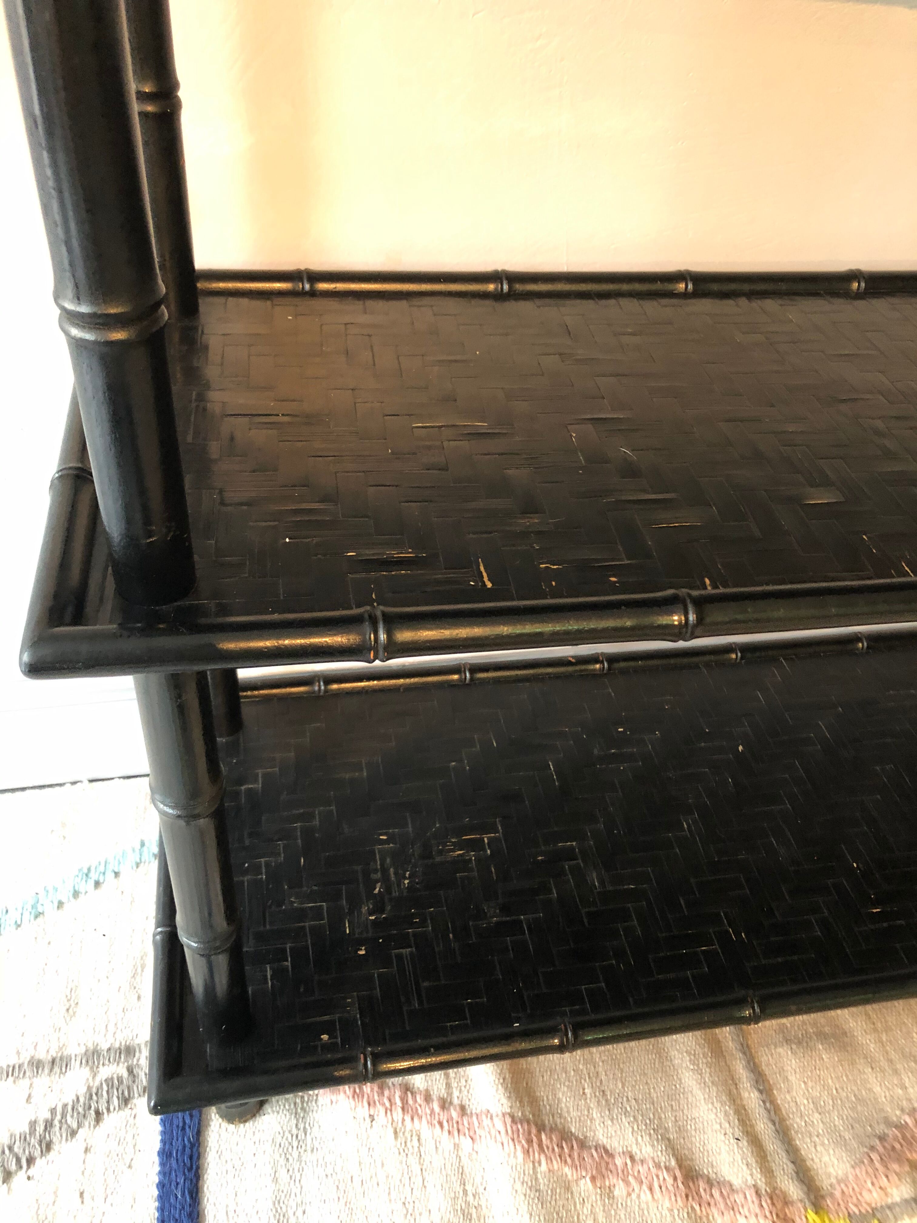 Vintage bamboo black shelf