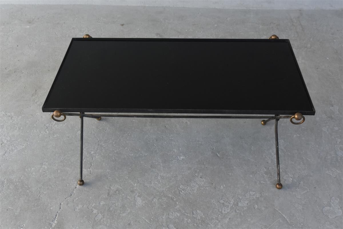 Table of metal and smoked glass style 1940