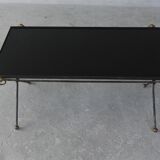 Table of metal and smoked glass style 1940