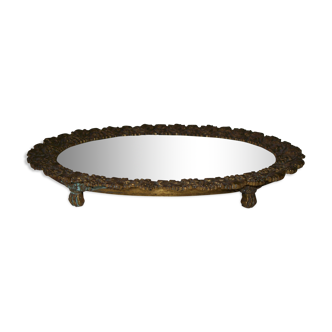 Golden bronze tray and mirror