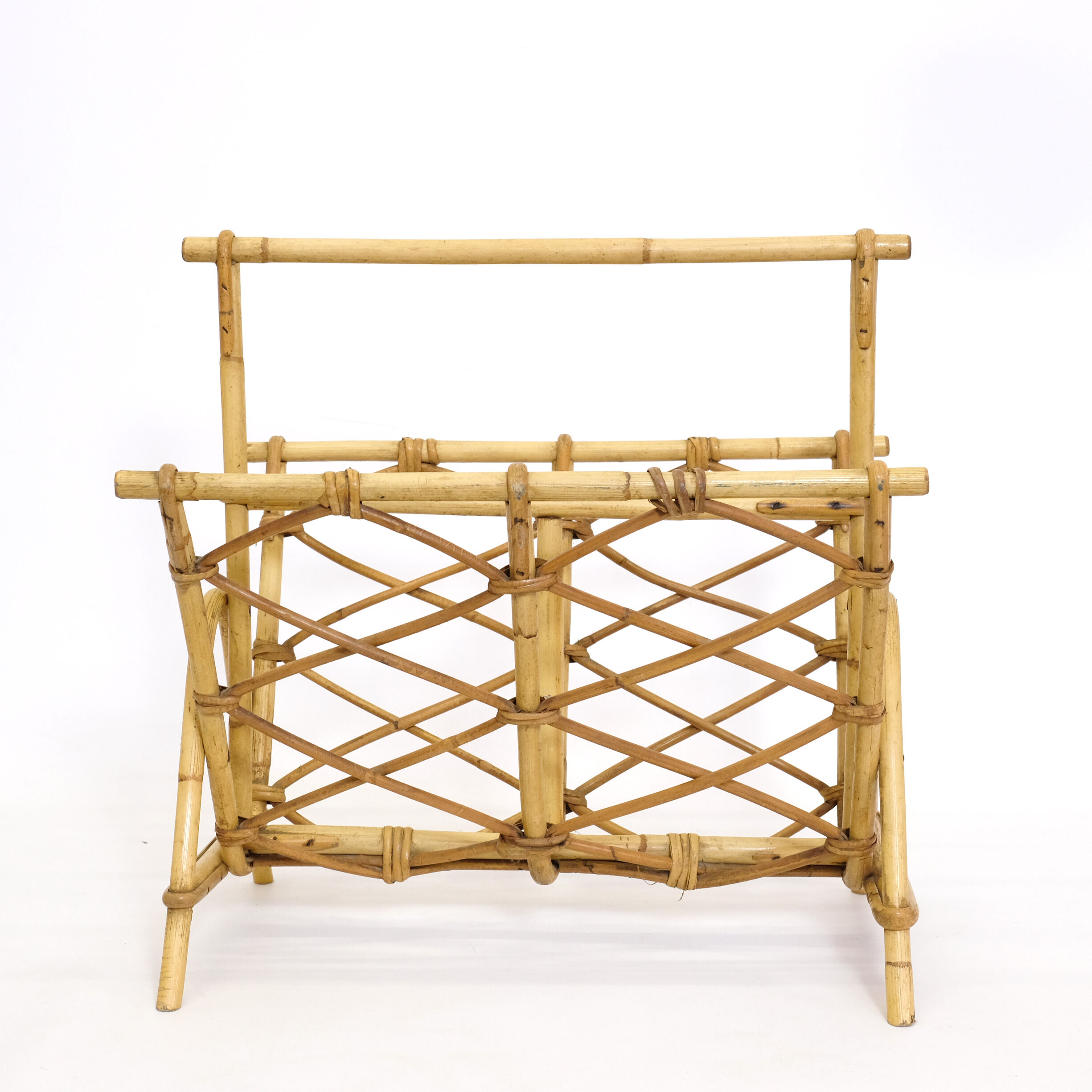Rattan magazine holder from the 70