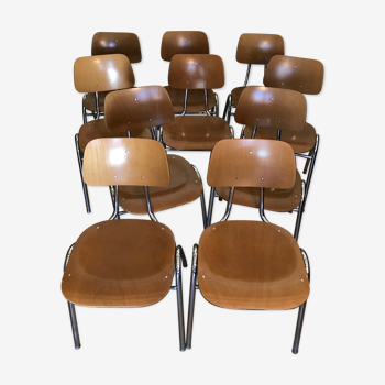 Lot of 10 vintage schoolboy chairs