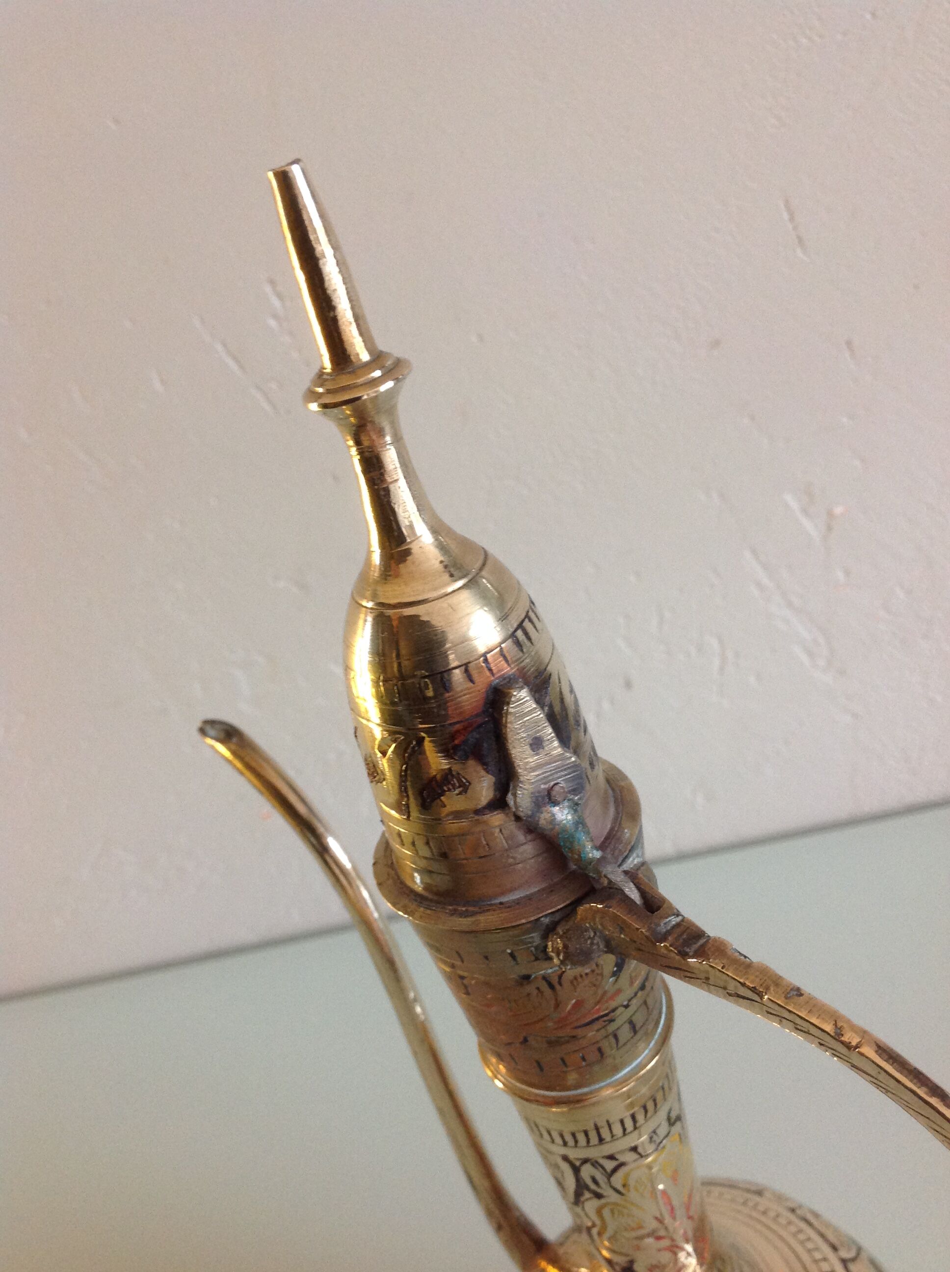 Indian brass theiere chiseled  vintage 70s