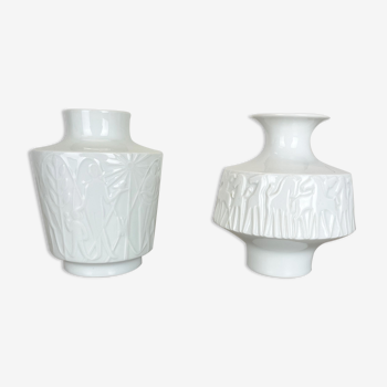 Set of 2 OP Art Biscuit Porcelain Vases by Edelstein Bavaria, Germany, 1970s