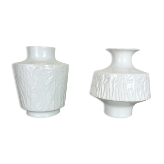 Set of 2 OP Art Biscuit Porcelain Vases by Edelstein Bavaria, Germany, 1970s