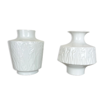 Ensemble de 2 vases en porcelaine OP Art par Edelstein Bavière, Allemagne, années 1970