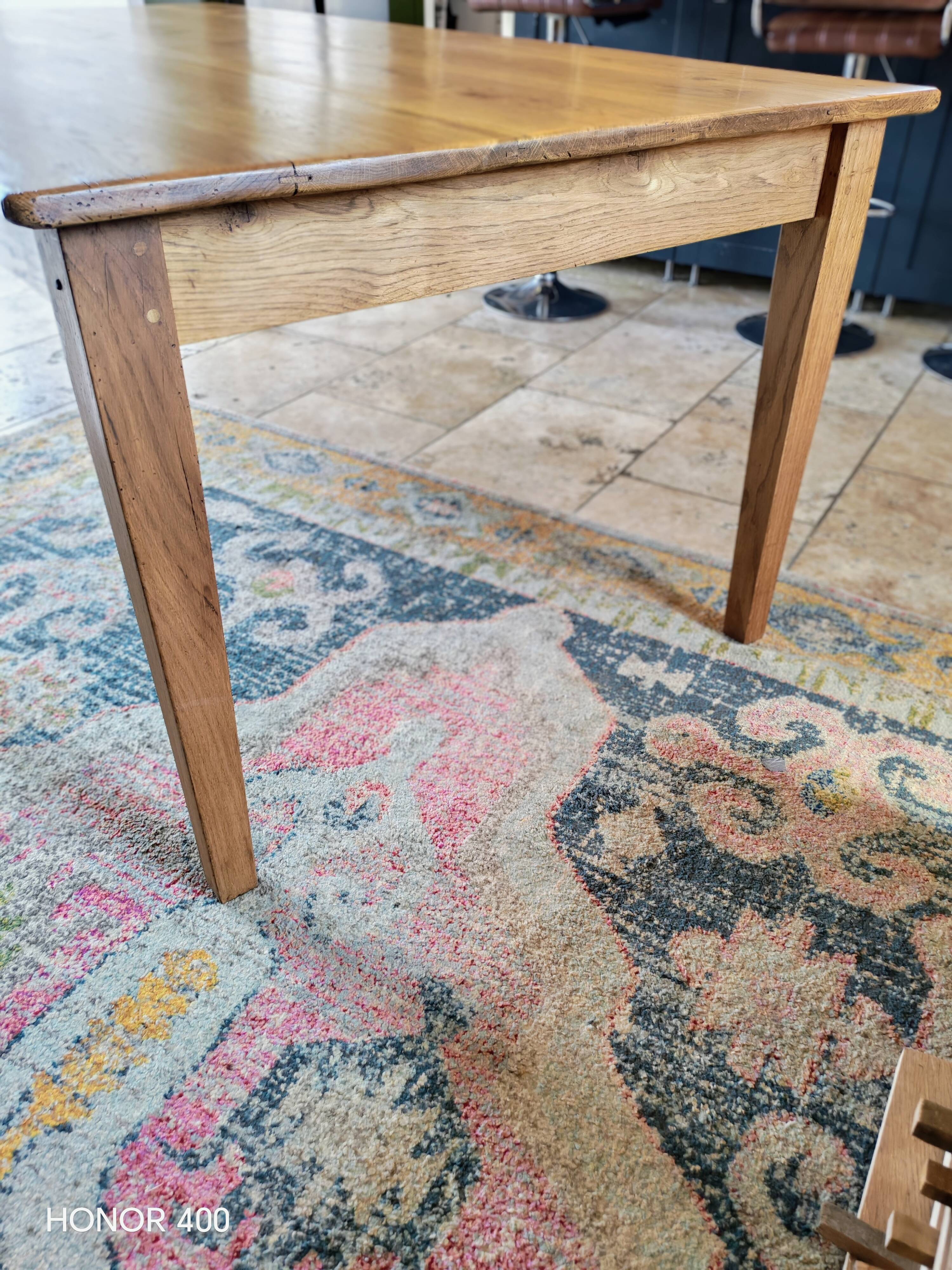 Table de ferme en chêne massif 200x100 avec sa rallonge de 60x100