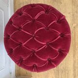 Napoleon III pouf, burgundy velvet.