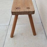 Vintage old wooden farmhouse stool treated brutalist