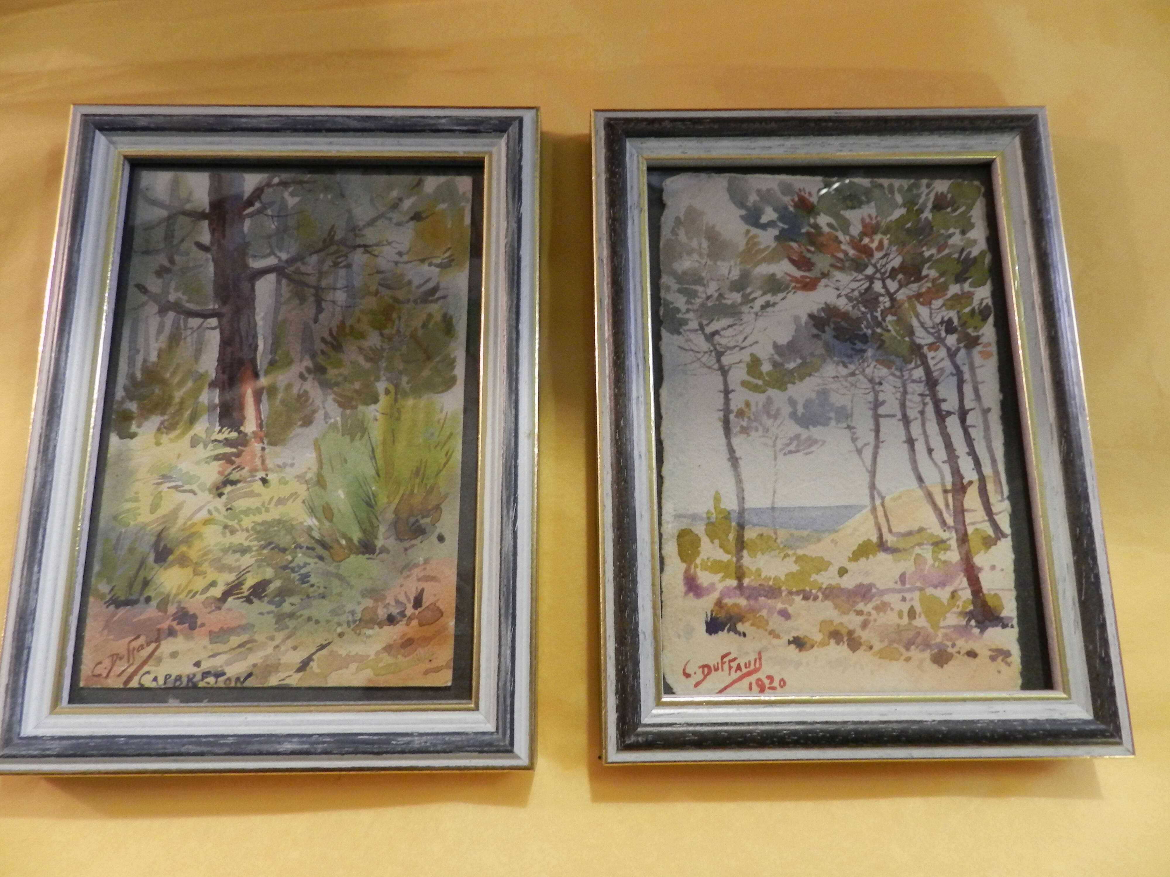 Lot of 2 small watercolors by C.Duffaud from 1920