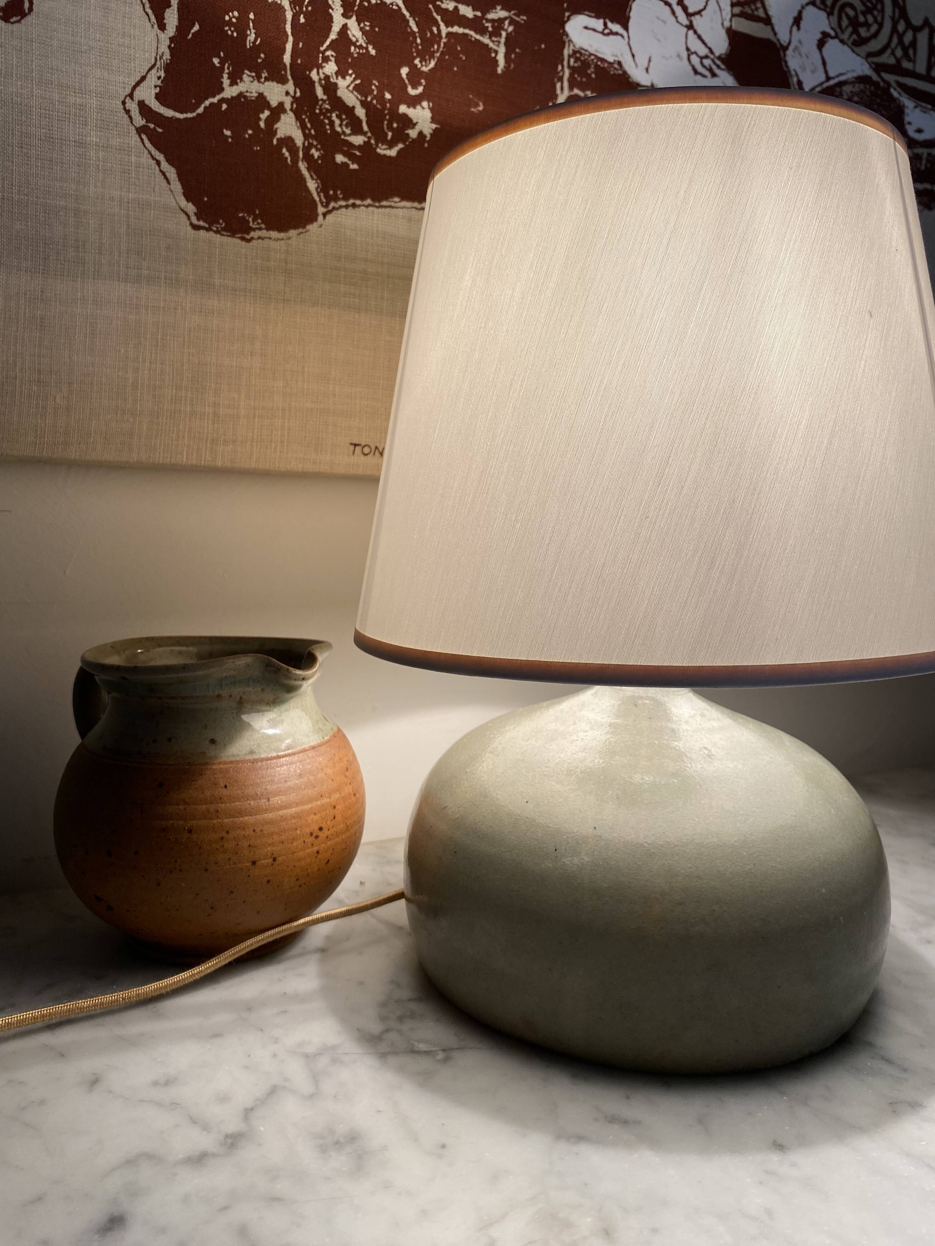 Lampe céramique, câble tissu 2m, abat-jour tissu