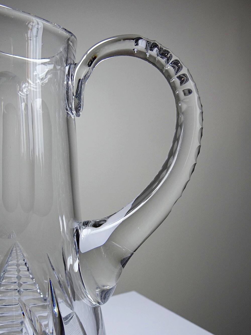 Large cut crystal water pitcher, European crystal makers 20th century