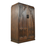 Unique wooden wardrobe and/or hall cupboard in Art Nouveau style, 1930.