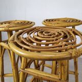 Vintage rattan bar and stools