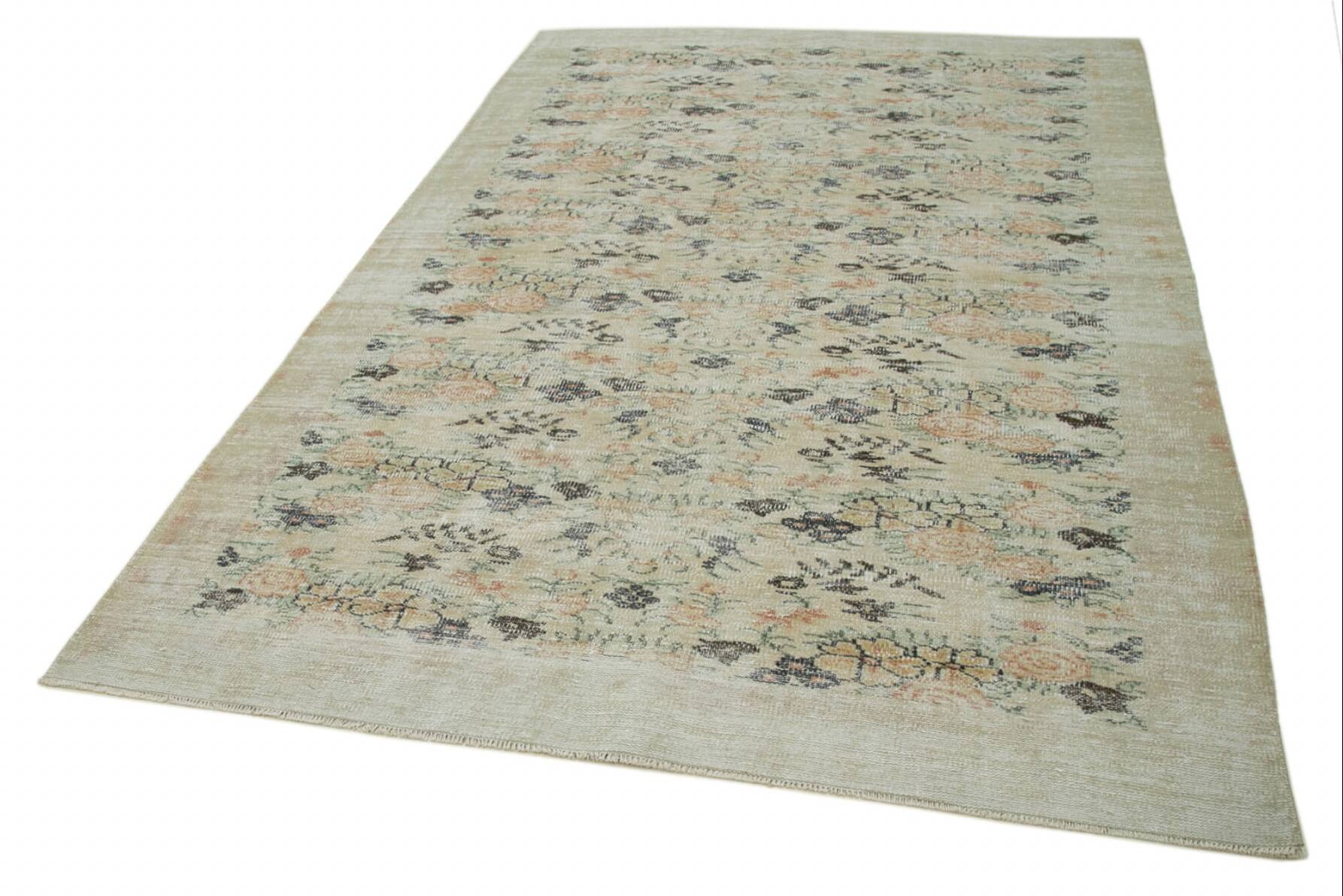 Vintage Turkish Hand Knotted Beige Rug 190cm x 302cm