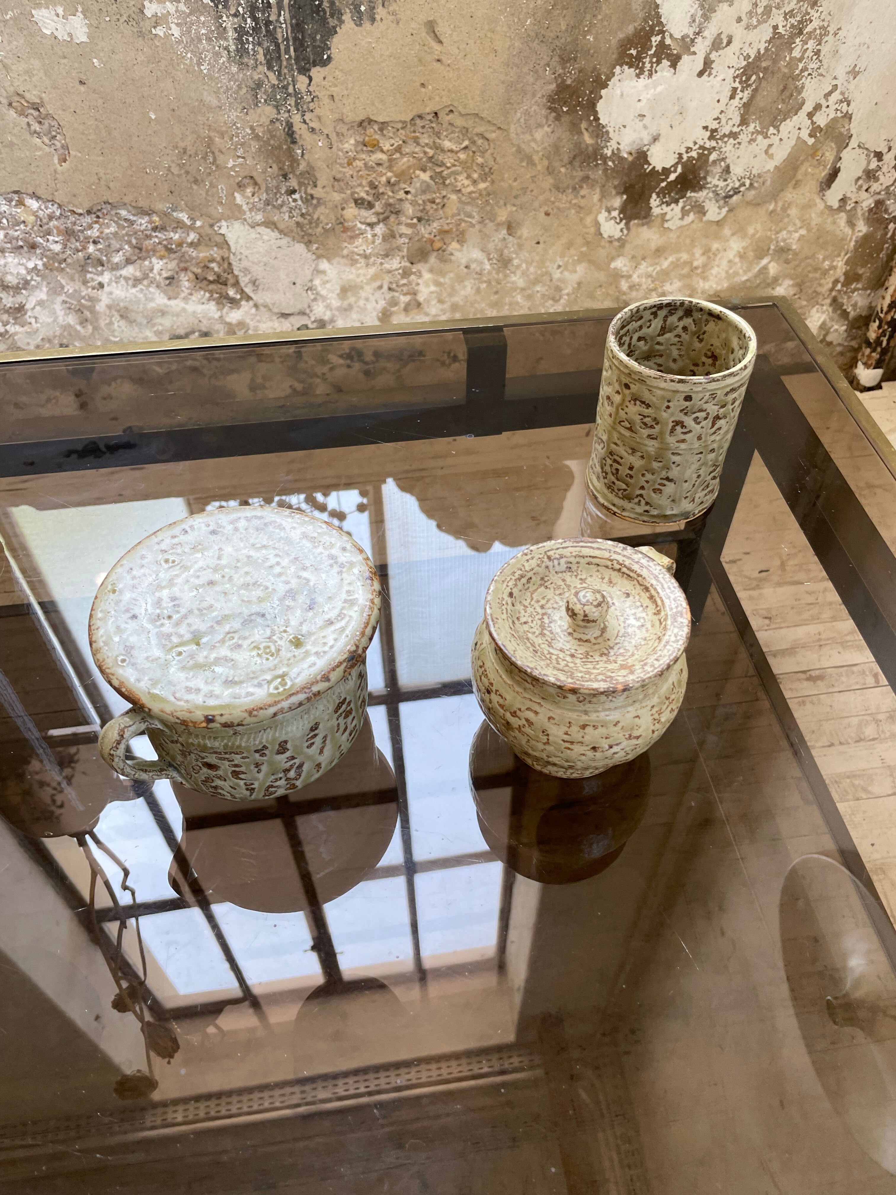 Stoneware herbal tea cup set La Hulotte Caylus