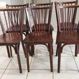 Suite de 6 chaises de bistrot Baumann vintage 1960