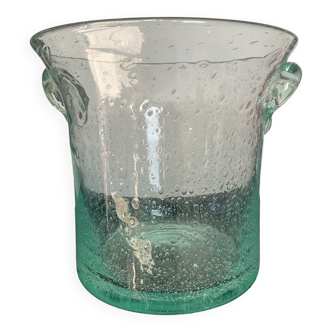 Vintage Biot champagne bucket blown bubbled glass