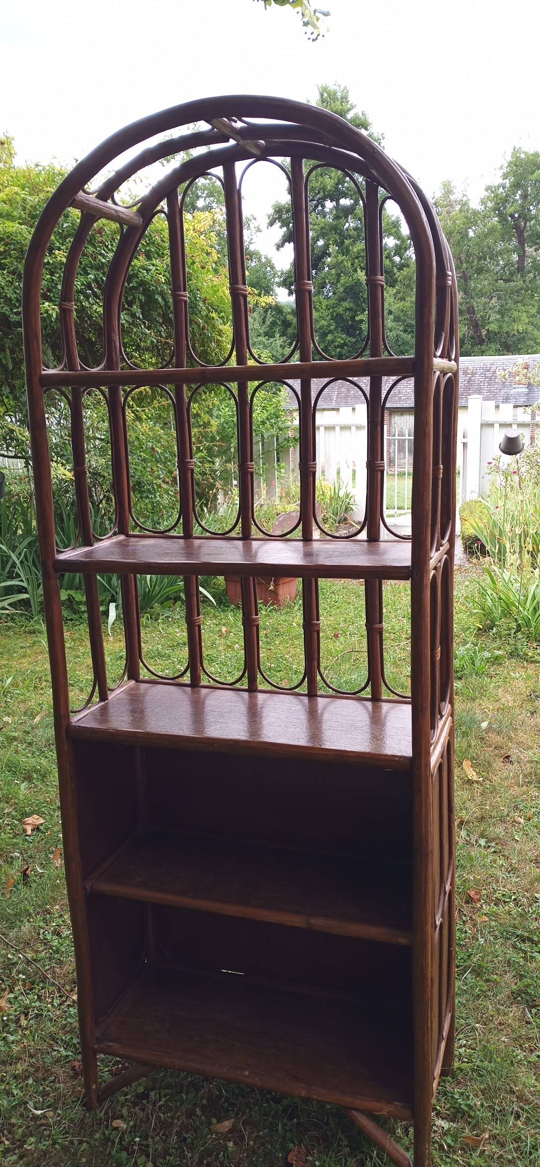 5-tier rattan bookcase shelf