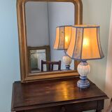 Lampe de salon en albâtre bleu et blanc