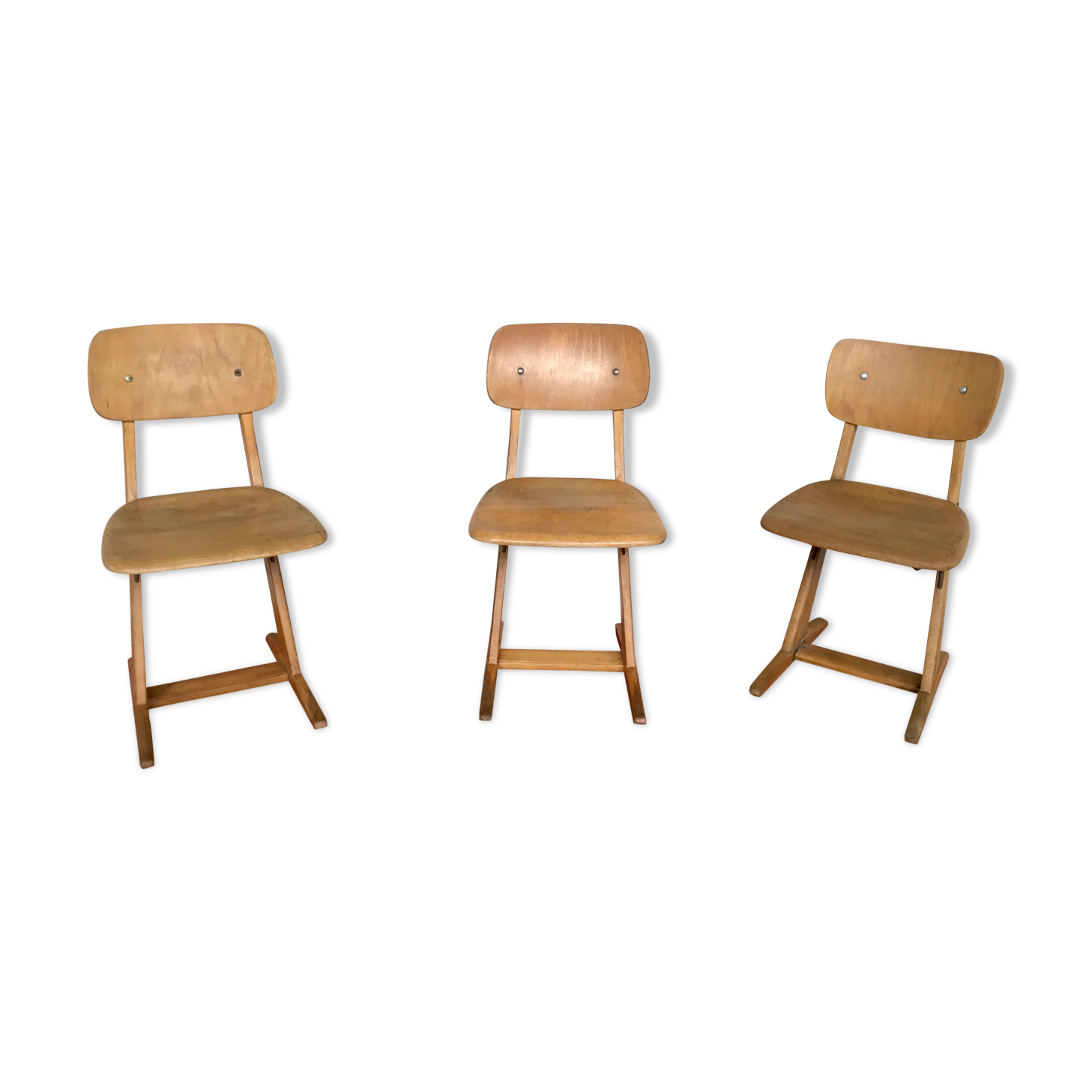 Series of 3 vintage children's casala chairs