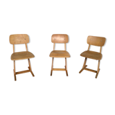 Series of 3 vintage children's casala chairs