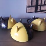 3 bowls, vintage Vallauris ceramic tripod cups