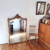 Large gilded mirror louis XV rockery  142x99cm