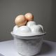 Vintage trompe-l’œil terrine with eggs in white earthenware, 1960s-1980s
