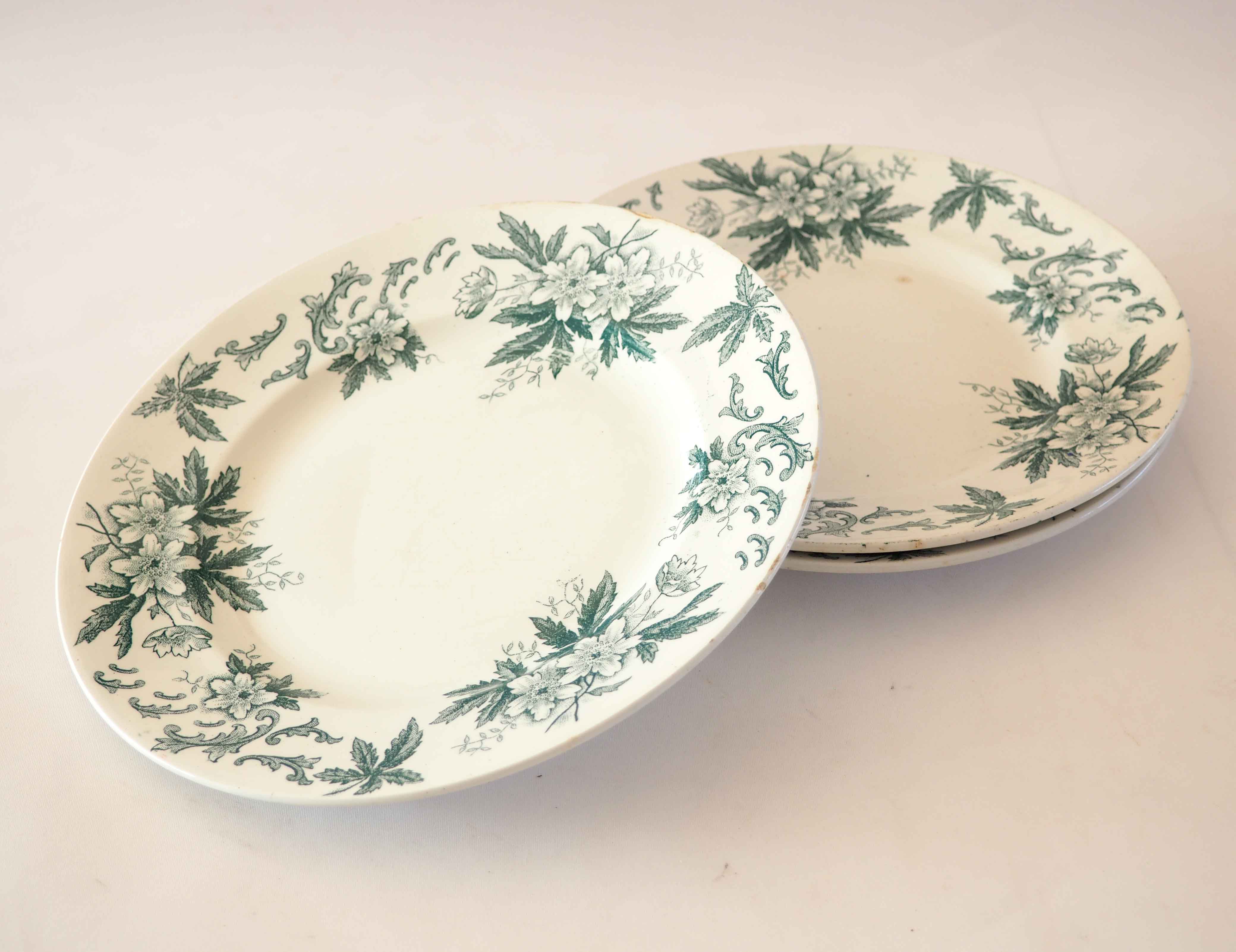 3 assiettes terre de fer modèle anémone
