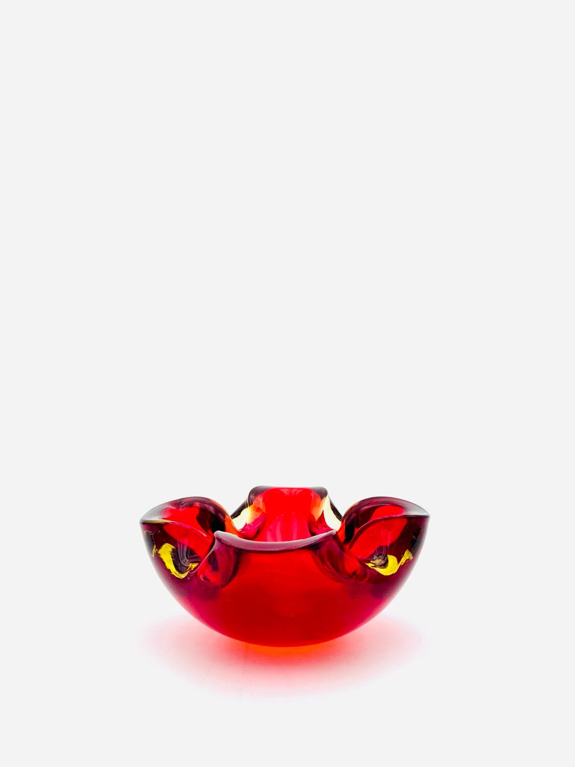 Murano Sommerso Red & Yellow Dish - Flavio Poli - circa 19