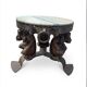 Wrought iron and marble coffee table, Jean Maurice Rothschild, circa 1950.