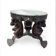 Wrought iron and marble coffee table, Jean Maurice Rothschild, circa 1950.