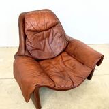 Havana leather armchair and ottoman P60