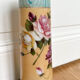 Blue and beige vase with flower pattern
