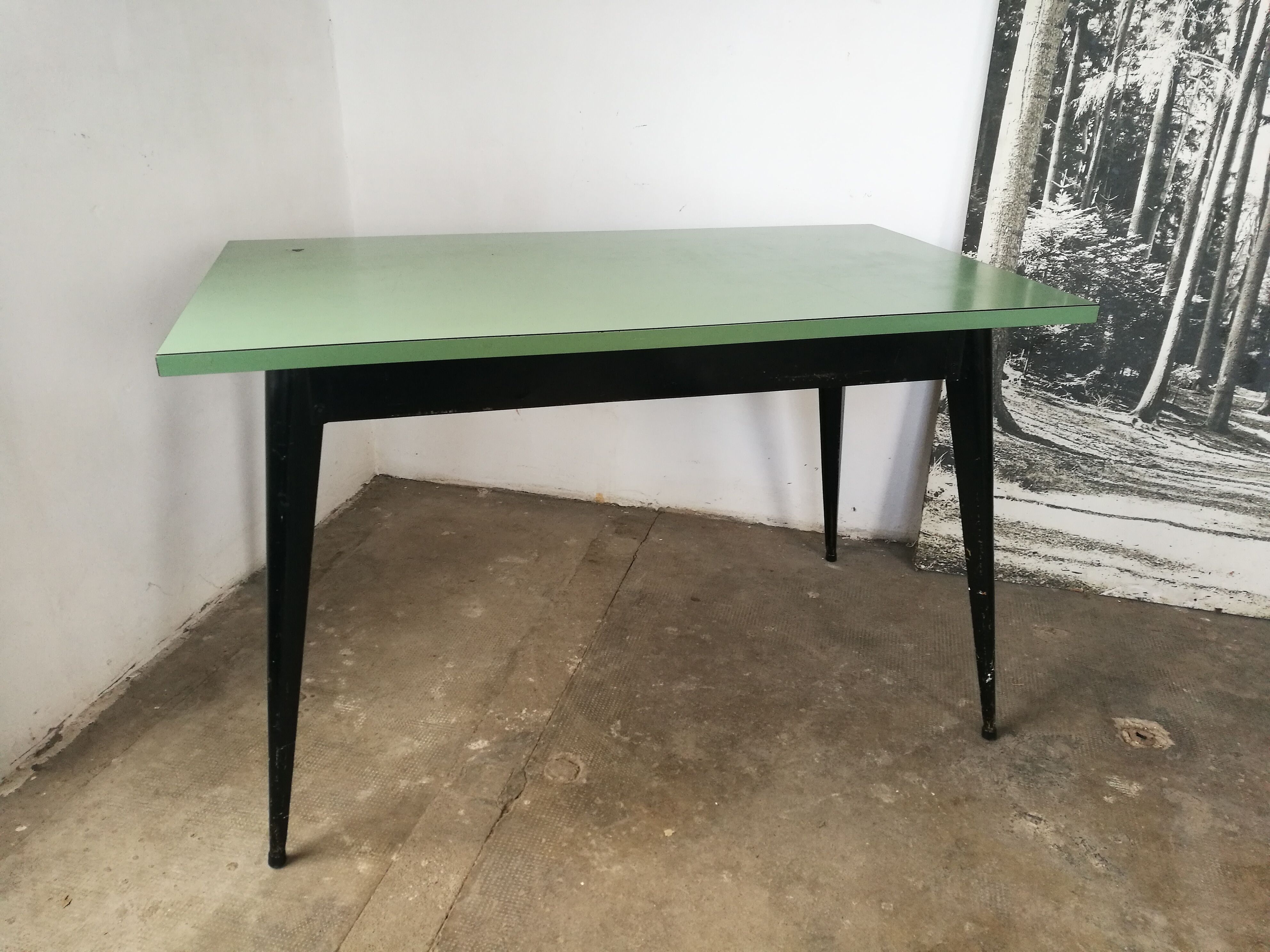 Tolix table, vintage metal and formica
