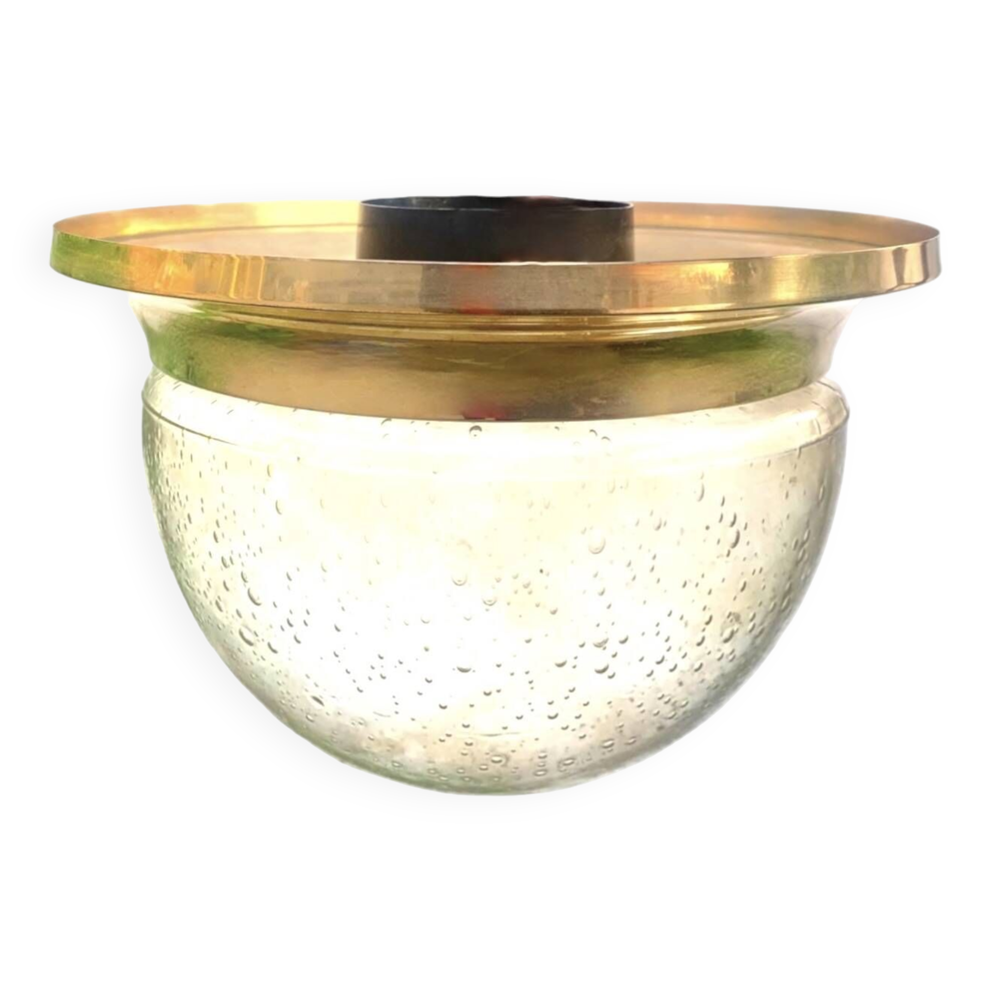 Vintage ceiling light in brass and bubbled glass