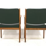 Set de 2 fauteuils en cuir, Karl Erik Ekselius, Suède, 1960