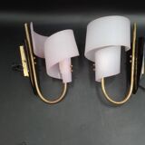 Pair of wall lights 1950 1960 Design Geru Leuchten Plexiglas and Brass