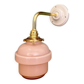 Applique coudée globe vintage en opaline rose