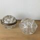 Pique flowers in metal circled glass