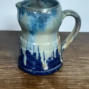 Blue flamed stoneware jug